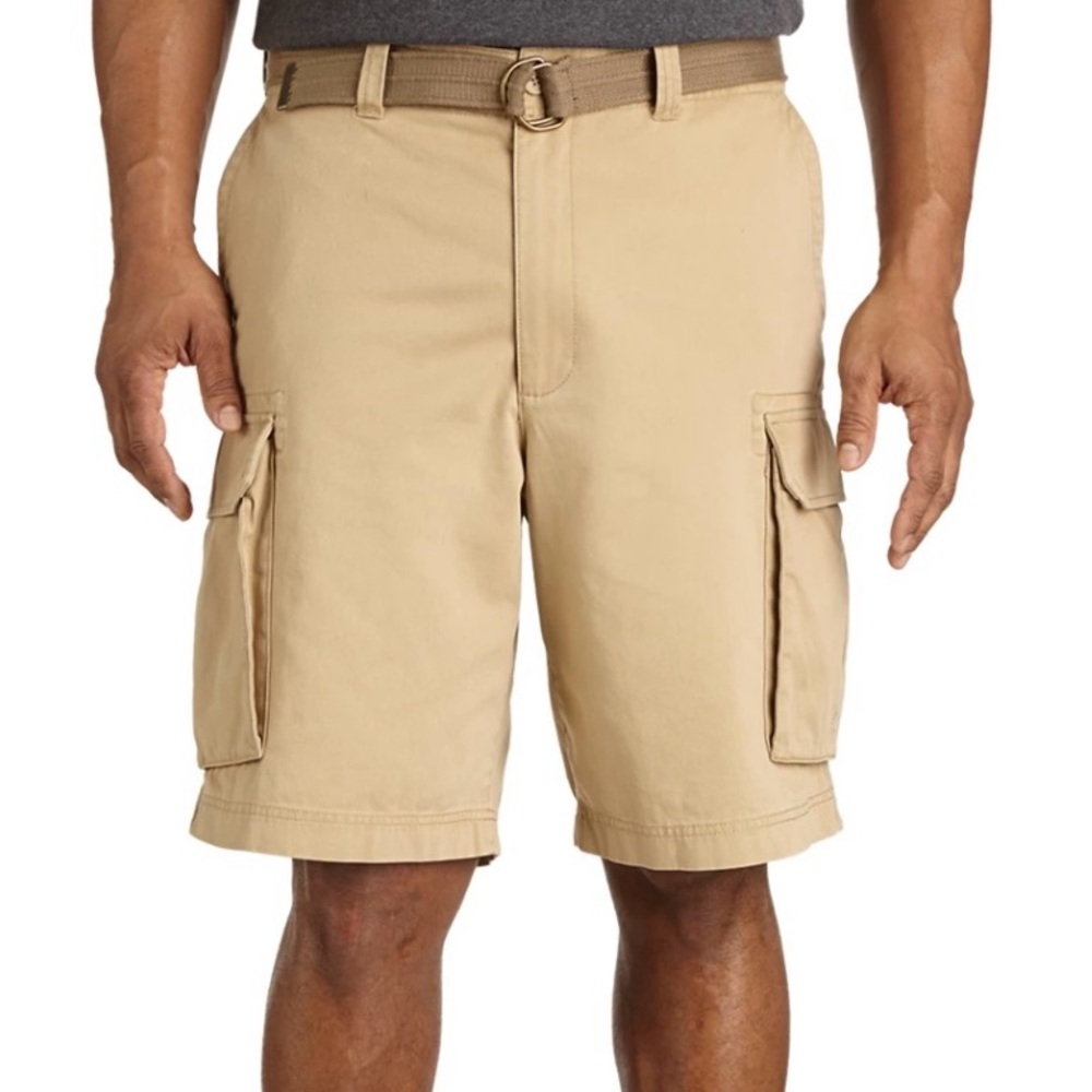 True Nation Tan Twill Cargo Shorts with Relaxed Fit and Belt Loops